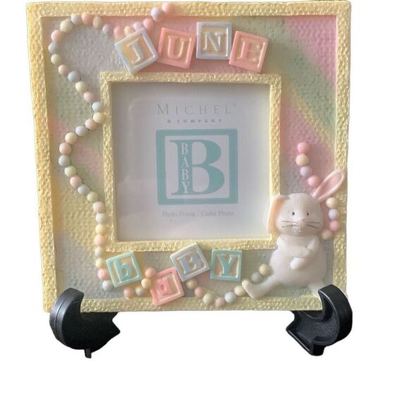 NEW Michel Company Baby Bunny June Photo Frame 4x4 Great Gift - Picture 4 of 9